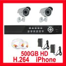 2 Cameras  500GB H264 Outdoor Home Security System