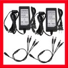 (2) AC/DC Power Adapter 12V 3Amp 1 to 4 Power Splitters