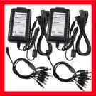 (2) AC/DC Power Adapter 12V 5Amp 1 to 8 Power Splitters