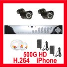 CH DVR 2 Camera H.264 500GB Outdoor Security System