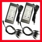 (2) AC/DC Power Adapter 12V 7Amp 1 to 8 Power Splitters