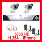 Complete 2 Camera CCTV H.264 DVR 520TVL Security System