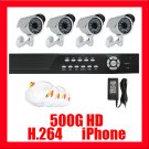 H.264 500G HDD 4 Channel Camera Surveillance DVR System