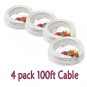 4 PACK 100FT POWER VIDEO CCTV BNC SECURITY CAMERA CABLE
