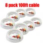 (8) 100' ft Siamese Surveillance CCTV Camera BNC Cable