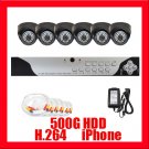 COMPLETE 6 CAMERA SURVEILLANCE SECURITY SYSTEM BLK DOME