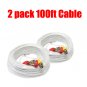 (2) 100 FT PREMADE SIAMESE CABLE CCTV CAMERA DVR SYSTEM