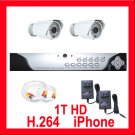 2 Cameras  1TB H264 Outdoor Home Security System