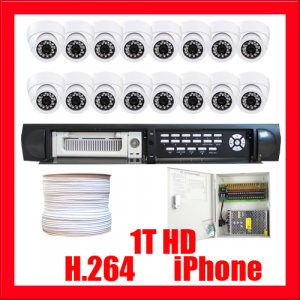 16 CAMERA INDOOR DOME SECURITY DVR SYSTEM H.264  1TB