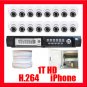 16 CAMERA INDOOR DOME SECURITY DVR SYSTEM H.264 1TB