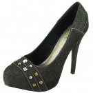 *Jeannie* Blue Jean Platform with Stud Embellishments