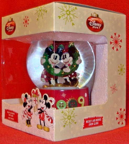 Disney Store Christmas Mickey & Minnie Snow Globe ~ NEW