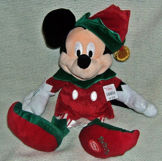 Disney Store Christmas Elf Mickey Plush 16" ~ NEW