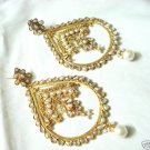 India Pearl Polki Kundan BIG Earring Bollywood Indian