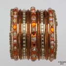 Girls Bangles Bracelets Orange Gold Set Size 2.0 Indian
