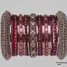 Indian Ethnic Bridal Bangles Set SilverTone Rose Kada Size 2.4(XS) 2.6(S) 2.8(M)