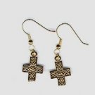 Gold Pewter Celtic Cross Earrings