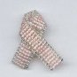 Beaded Awareness Ribbon - Light Pink With Silver Trim