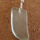 GENUINE FROSTED WHITE SEA GLASS & WIRE HANDMADE PENDANT