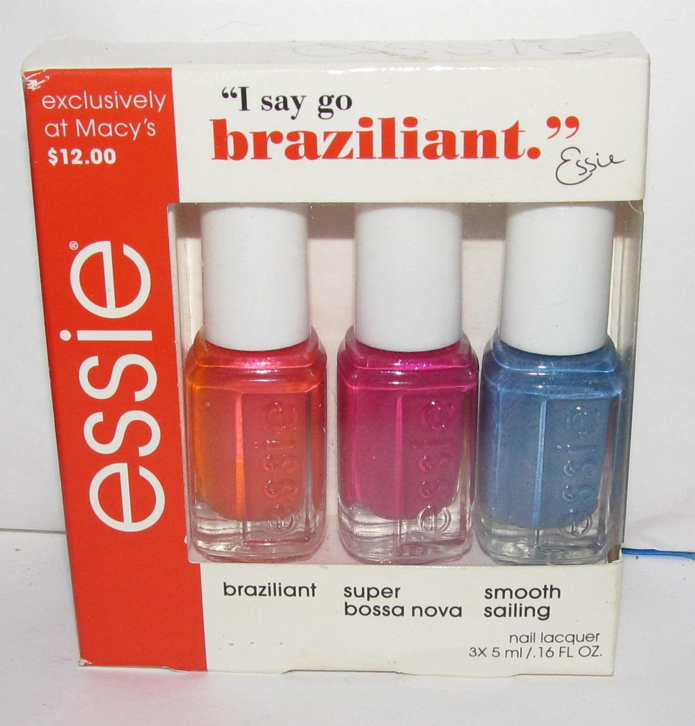 Essie 3 Mini Nail Polish Set "I Say Go Braziliant" Macy's Exclusive NEW
