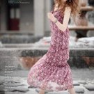 D1012 Korean version of the V-neck floral dress