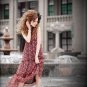 D1012 Korean version of the V-neck floral dress