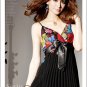 D1013 Korean version of the pleated bow dress