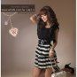 D1021 Korean striped pleated dress