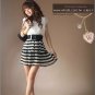 D1021 Korean striped pleated dress