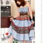 D1039 (light blue) Bohemia vintage dress to wear two personality