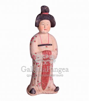 Pottery Statue, 'Hand Painted Tang Lady'