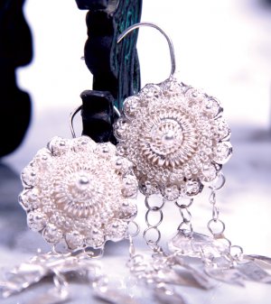 Pure Silver Earrings, 'Sunflower'