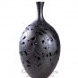 Black Pottery Vase, 'In Bloom'