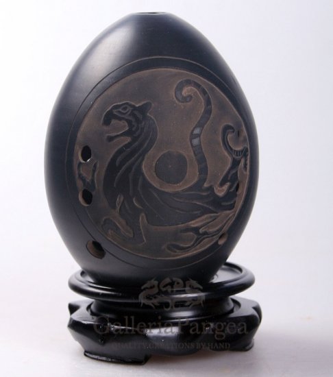 Black Pottery Ocarina, 'White Tiger'