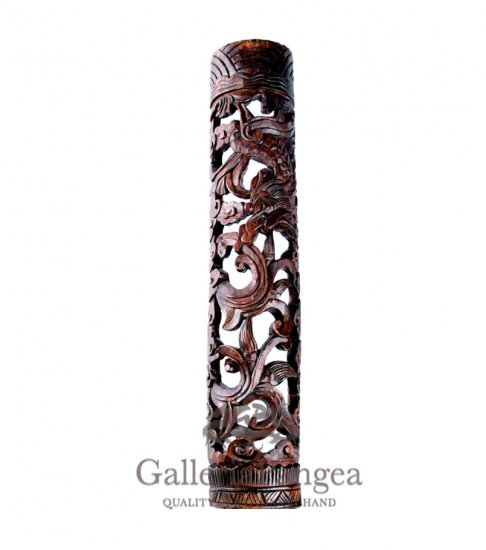 Wood Sculpture, 'Dragon Totem Plaque Wall Hanging'