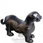 Black Pottery Statue, 'Tiger Seal'