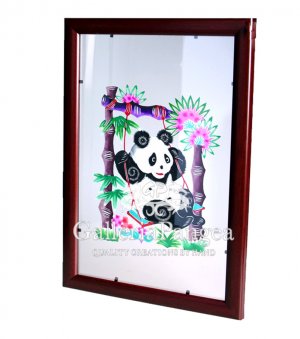 Paper Cut (framed), 'Panda on a Swing'