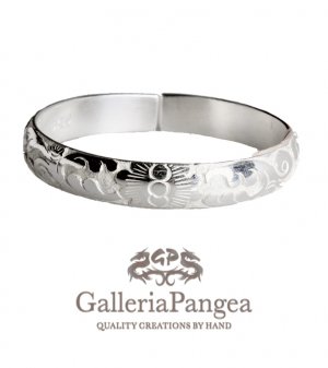 Silver Bracelet, 'Luck, Fortune, Flower'