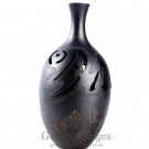 Black Pottery Vase, 'Nature Elements'