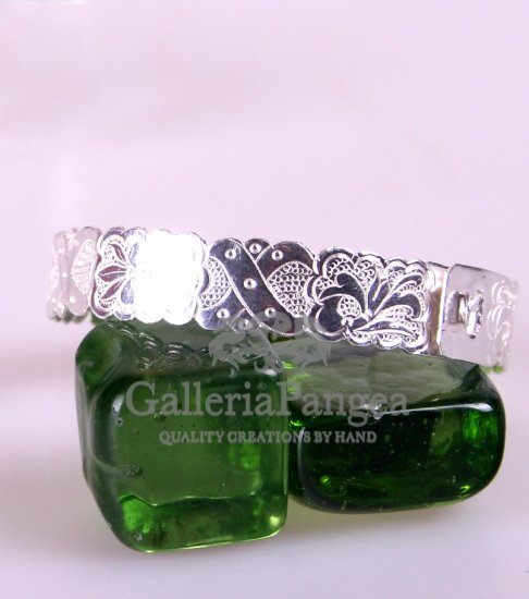Silver Bracelet, 'Peony'