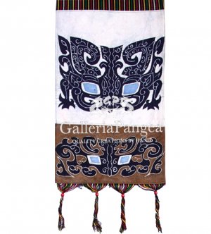 Batik Painting, 'Ancient Bronze Motif Letter Holder'