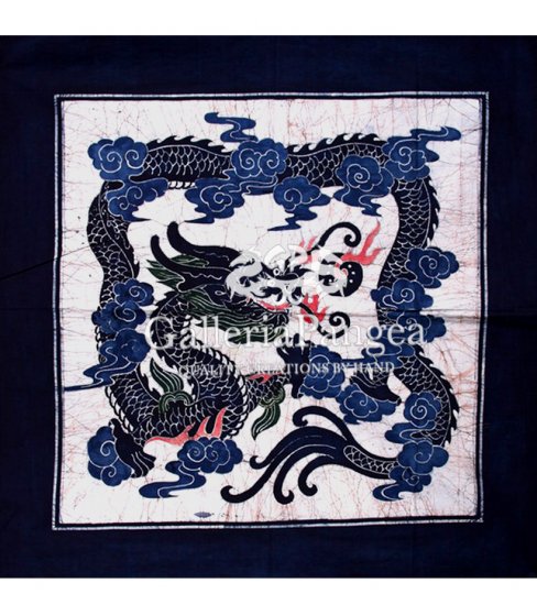 Batik Painting, 'Fire Dragon Table Cloth'