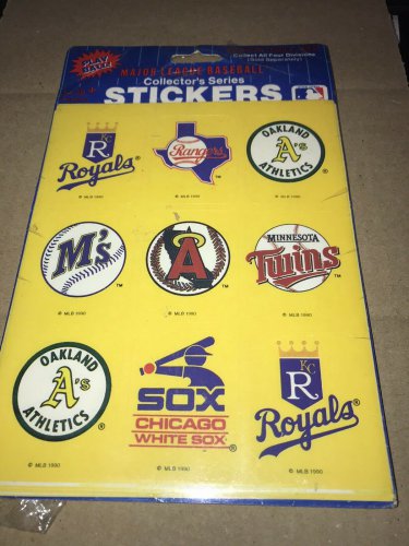 AMERICAN LEAGUE BASEBALL Logo Sticker Sheets Gibson Greetings AL West