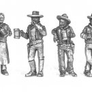 O On30 Saloon Bartender and 3 Cowboys 1/48 scale Western Rails