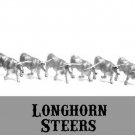 HO HOn2 scale Longhorn Steers 6 pewter figures NEW 1/87 Western Rails