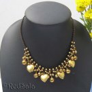 Handmade Craft NECKLACE Brass Beads Bells Love Hearts