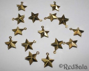 15 Brass Bead Stars New 1.5 cm Craft Jewelry Making