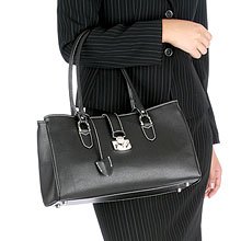 GENUINE LEATHER DESIGNER HANDBAG, BLACK, BY UNITED ARROWS, RET. $250