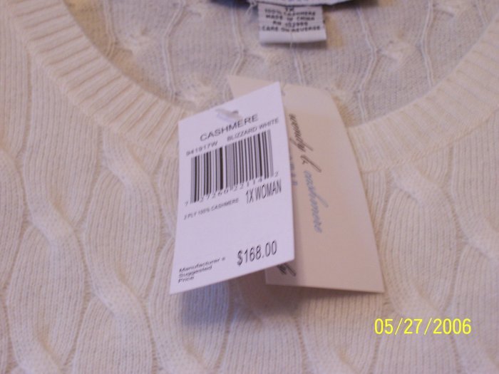 WOMENS 100% CASHMERE SWEATER By WENDY B, SZ 1X, RET. $168