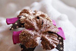 Copper Glitter Flower Clips
